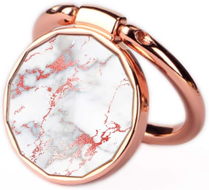 Phone Finger Ring Stand Holder 360° Rotation Zinc Alloy Grip Mount Holder Kickstand Compatible with iPhone Xs, Xs MAX, XR, 8/8 Plus, and Other Smartphones (Rose Gold Marble)