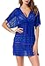 Costyleen Womens Summer Sexy See-through Bikini Cover up Sun Protective Beach Dress,Sapphireblue,Small