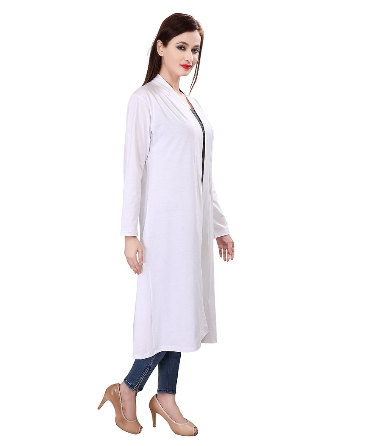bfly women's viscose long shrug (white)