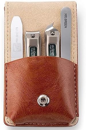 MR.GREEN Maniküre Set Männer, 4Pcs Nagelknipser mit Lederetui, Solingen Edelstahl Fingernagel Fußnägel Knipser