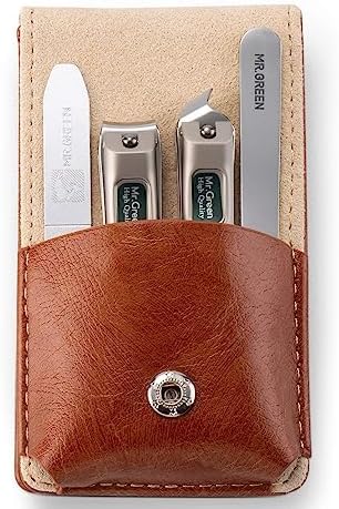 MR.GREEN Maniküre Set Männer, 4Pcs Nagelknipser mit Lederetui, Solingen Edelstahl Fingernagel Fußnägel Knipser