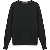 Hudson Wellesley Crew Neck 100% Merino Wool Sweater for Men Pullover Ribbed Casual Fitted Long Sleeve Knit Tops Olive Size M