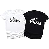 Just Married Matching T-Shirts for Couples, Couple Shirts for Husband and Wife, Honeymoon Tops