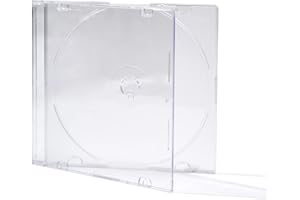 Maxtek Ultra Thin 5.2mm CD DVD Blu-Ray Clear Slim Jewel Case with Built in Frost Clear CD Tray, 25 Pack.