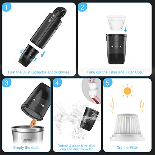 VPCOK Handheld Vacuum Cordless Vacuum Cleaner Hand Vacuum Rechargeable