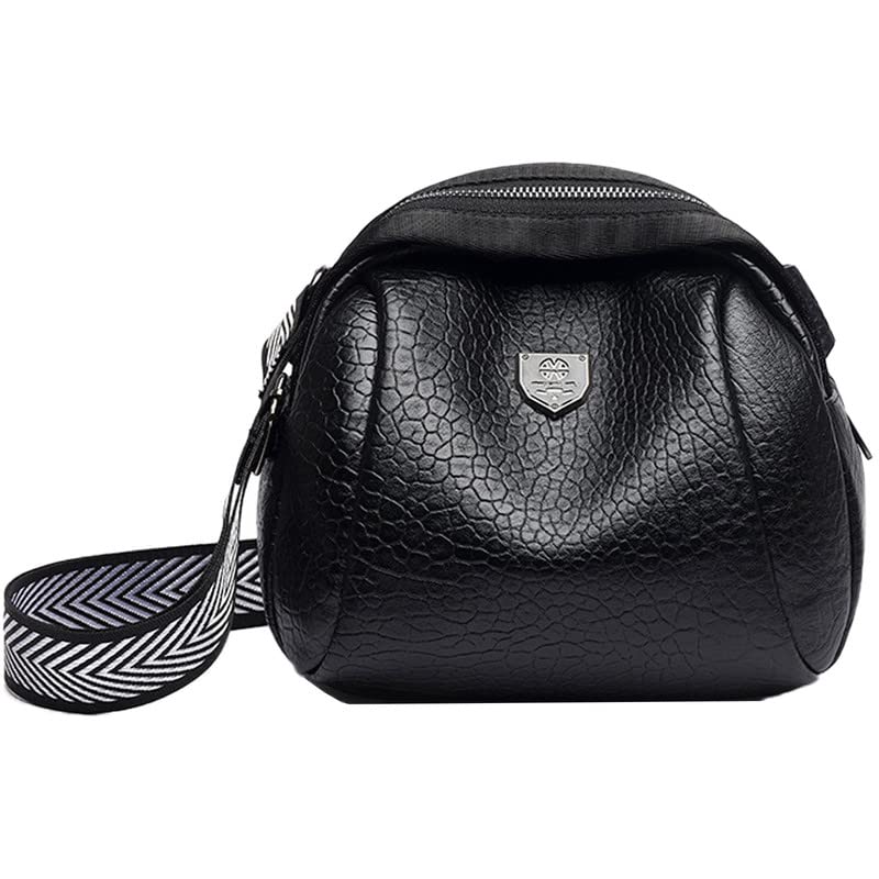 NIYUTA Cross Body Bag for Women, Genuine Leather Waist Pack Crossbody Bag Solid Top Handle Bag Shoulder Chest Bags Purse for Work Shopping Travel Black 1