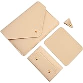 Benfan Laptop Sleeve 13 Inch Compatible with New 2024 MacBook Air 13, New MacBook Pro 13, Dell XPS 13 with Small Pouch, Mouse Pad and Cord Organizer, Color Beige