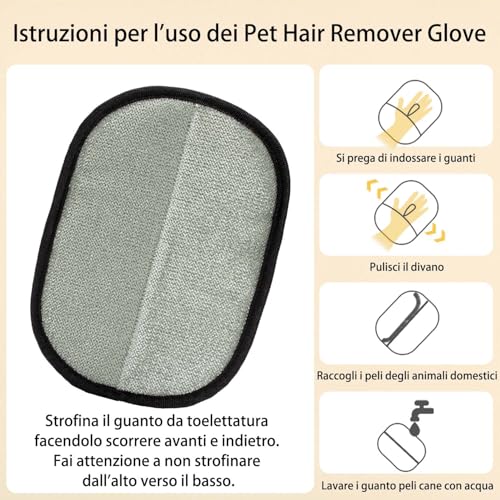 2 x Cat Hair Glove, Dog Hair Glove, Cat Brush for Sofa Rugs | For cleaning carpets and sofas