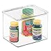 mDesign Storage Box Organizer for Vitamins, Medicine, Medical, Dental Supplies - Hinged Lid, Small, Clear