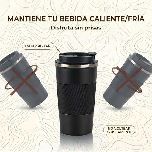 Smarthers Thermos Cafe o Te – Thermos Coffee Cup to Go, Thermal Tumbler with Cold and Heat Maintenance 4-6 Hrs, Thermal Cup Stainless Steel Bpa Free, Coffee Cup to Go, Thermal Coffee Tumbler