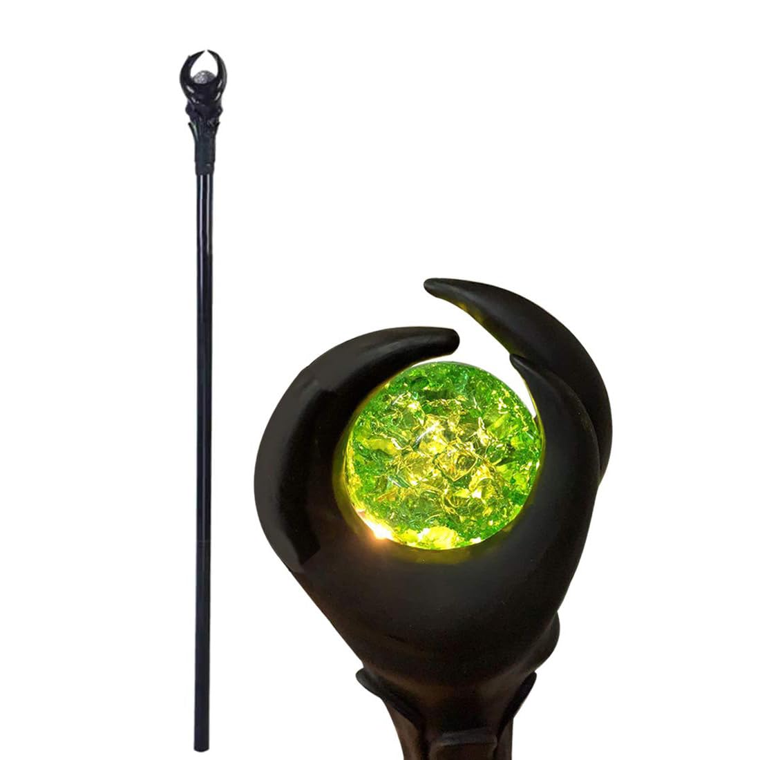 Claofoc 51-Inch LED Wizard Staff for Adults, Light-Up Sorceress Staff with Green/Orange Glow Orb, PVC Magic Wand Prop, Detachable Fantasy Costume Accessory for Halloween & Cosplay