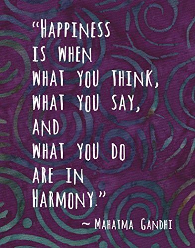 Colorful Batik Pattern Art Print ~ GANDHI Spiritual Quote: ‘HAPPINESS…’ (8″×10″ print)
