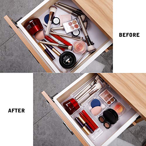 Fixwal 26pcs Clear Drawer Organizers Set 4 Size Plastic Bathroom Drawer Organizer Storage Bins Versatile Drawer Dividers… - Image 5