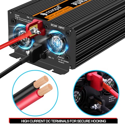 Novopal -2500W 5000W Pure Sine Wave Inverter Power Transformer Converter - DC 12V to AC 220V 230V 240V Voltage Inverter - 2 EU Socket with USB Output - 5 Meters Remote Control