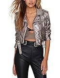 Haoduoyi Womens Slim Zipper Motorcycle Biker Leather Crop Jackets