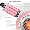 Hair-WaverHair-crimpersTongs-with-Heat-Resistant-Glove3-Barrels-Hair-Curling-26mm-Iron-Wand-for-Long-Hair-Hot-Pressing-Styling-Tool-for-Woman-Crimp-Hair-with-2-Temperature-Mode-Control-Pink Hair Waver,Hair crimpers/Tongs with Heat-Resistant Glove,3 Barrels Hair Curling 26mm Iron Wand for Long Hair, Hot…
