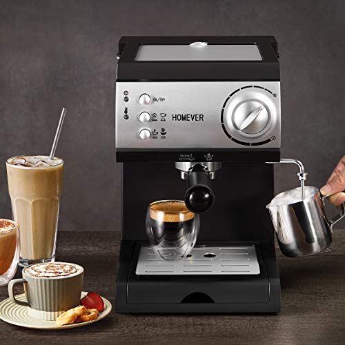 Espresso Siebträgermaschine,Homever 15 Bar Espressomaschine Kaffeemaschine mit Milchschaum Düse,1050W Direktwahltasten… – Bild 7