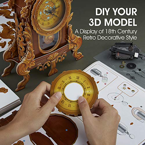 CubicFun 3D Puzzle for Adults Kids Pendulum Desk Clock Model Kit, Vintage Table Clocks Craft
