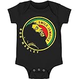 Bob Marley Laughing Smile Jamaica Baby Snap-closure Bodysuit - Black (Small)