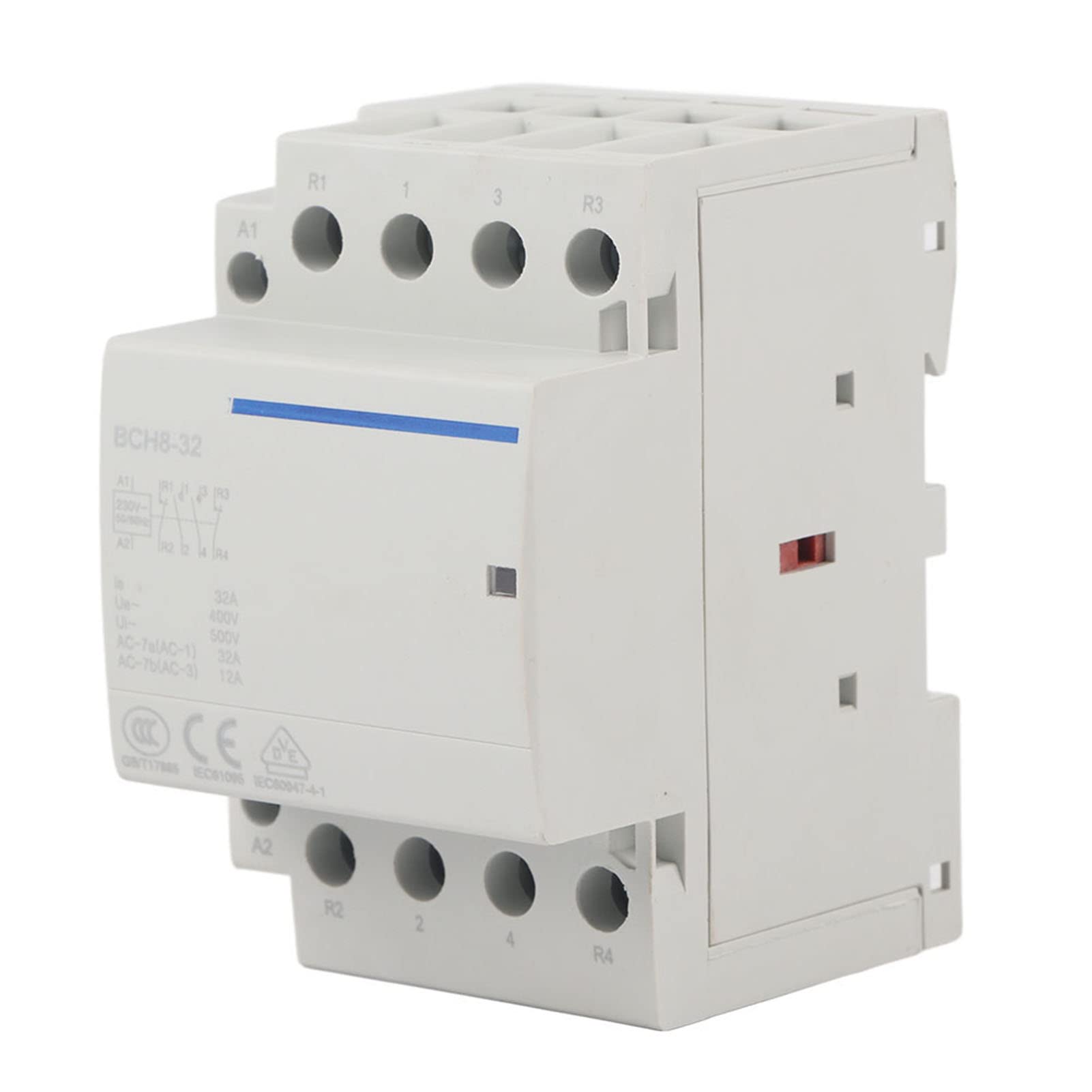 AC Contactor 4P 2NO 2NC 32A 24V/230V 50/60Hz Household AC Contactor 35MM DIN Rail Mount(AC230V)
