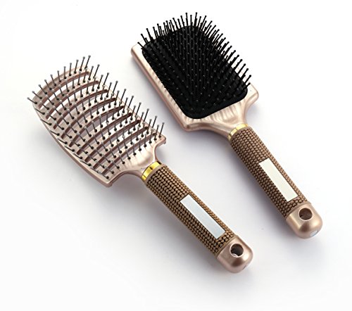 OneDor Ball tipped Air Volum Hair Brush with Flexible Cushion Base & Curved Barrel Detangling Hair Brush for Women Long, Thick, Thin, Curly & Tangled Hair