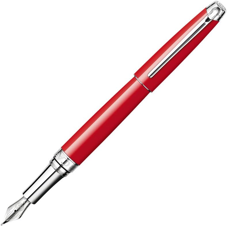 Caran d'Ache Leman Silver Plated Medium Fountain Pen - Red - Image 3