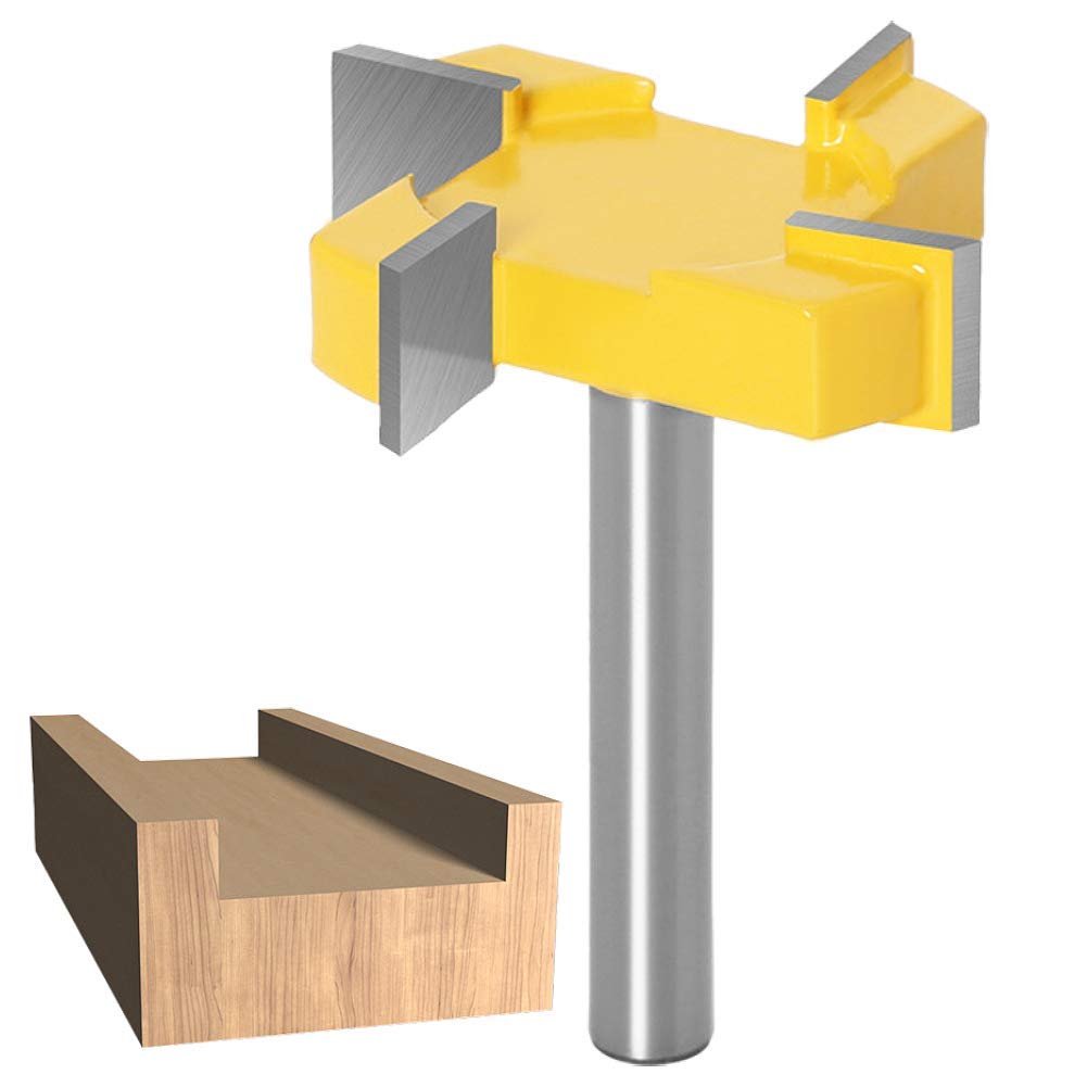 WSOOX 8mm Shank Surfacing Router Bit, Slab Flattening Planing Bits 51mm Cutting Diameter Carbide Planer Bit Woodworking Router Tool