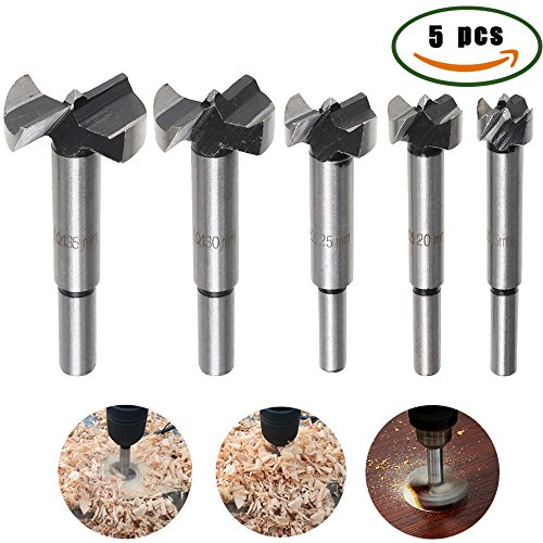 Dayree 5pcs Forstner Drill Bits 15mm-35mm High-Speed Steel Woodworking Hole Bits Reaming Hinge with Round Shank for Wood Plastic Particle Board and Other Cork - Thumbnail 7