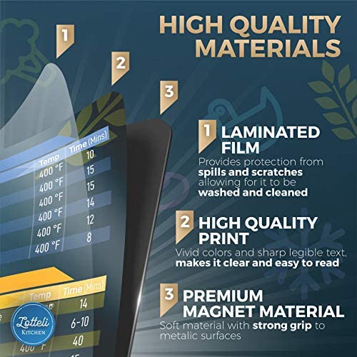 Air Fryer Magnetic Cheat Sheet Set - Air Fryer Accessories Cookbook - As Seen on The Today Show an Easy to Use AirFryer Time Chart Set - Strong Magnet Quick Reference Cooking Guide for Frying (Black)