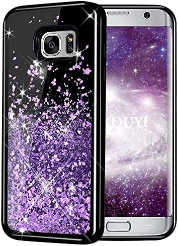 KOUYI for Galaxy S7 Case Glitter, [Twinkling of Starry Night Series] Fashion Flowing Liquid Floating Sparkly Bling Quicksand 3D Design TPU Protective Cover for Samsung Galaxy S7 (Purple)