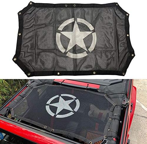 ATpart Car Shade Cover Sunshade Top Cover For Wrangler 2007-2017 2-Door Universal Top Sunscreen Net JK Roof Shade Net Provides UV Sun Protection