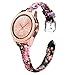 Wearlizer Leather Band Compatible with Samsung Galaxy Watch Band 42mm/Galaxy Active 2 Band Womens Mens,Genuine Leather Replacement Strap for Galaxy Watch 4/ Galaxy Active 40mm (42 mm Flower)