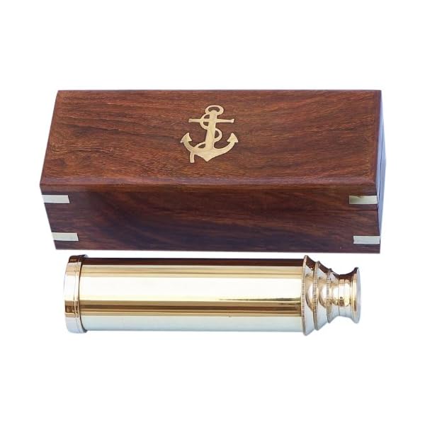 Hampton Nautisches Captain 's Messing Spyglass Teleskop mit Rosenholz Box, 38,1 cm Messing