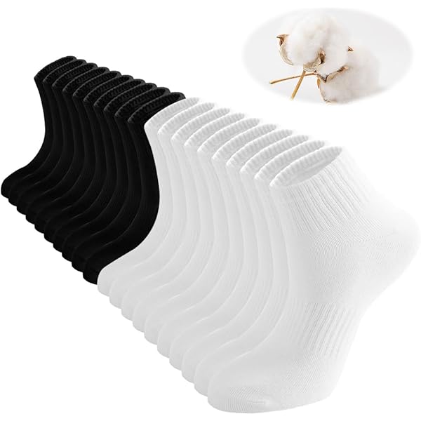 12 Par De Calcetin Blancos Para Mujer De Tobillo, Sencillos Y