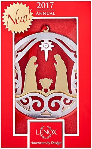 Lenox Nativity Ornament with star silver-plated metal 4 inch tall