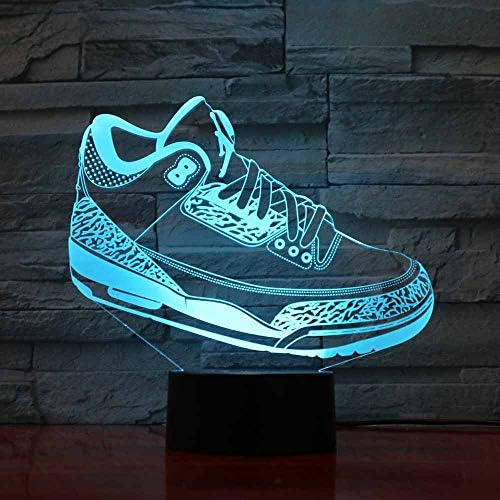 KangYD® Sneaker 3D LED Night Light,LED Visual Lamp,Colorful Change,Luck Gift,Remote 7 Color（Crack White）,Visual Lamp,Luck Gift