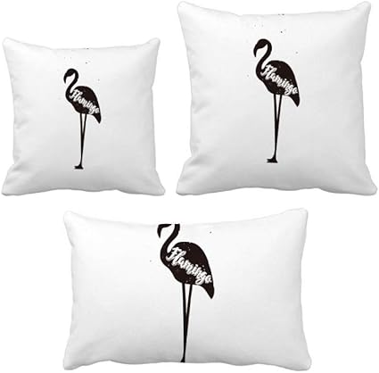 Amazon Co Jp Diythinker フラミンゴ ブラックとホワイト 動物 クッションセット ボルスター クッションカバー ホームデコレーション ホーム キッチン