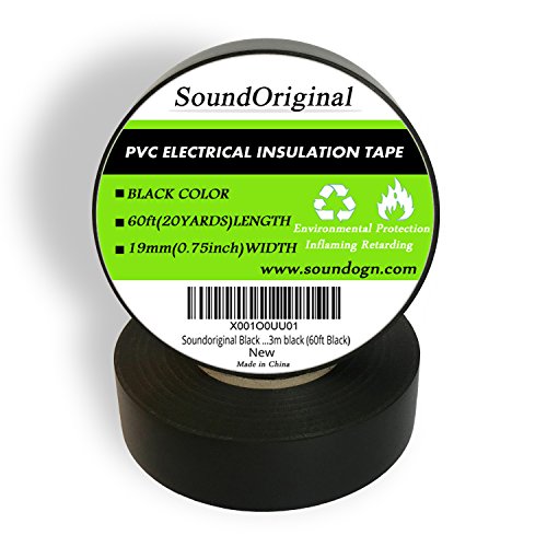 image for Soundoriginal Black Electrical Tape 10 Pack 3/4-Inch by 60 Feet, Volta