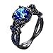 Bamos Jewelry Womens Lab Blue Bright Stone Ring Promise Wedding Engagement Gift Black Gold Plated Womens Rings Size 7