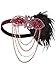 Vijiv Red 1920s Flapper Headband Accessories Gatsby Style 20s Headpiece