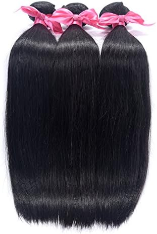 Brazilian Virgin Hair 3 Bundles Straight Human Hair Weave Bundles 100g/bundle Cheap Unprocessed Human Hair Natural Color Can Be Dyed and Bleached (10 10 10)