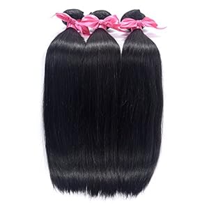 Brazilian Virgin Hair 3 Bundles Straight Human Hair Weave Bundles 100g/bundle Cheap Unprocessed Human Hair Natural Color Can Be Dyed and Bleached(18 20 22)