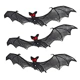 Prextex Halloween Décor Set of 3 Realistic Looking Spooky Nylon Hanging Bats for Best Halloween Decoration (Toy)