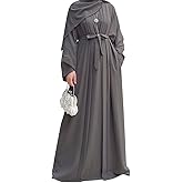 2PCS Women's Muslim Dresses Abaya Islamic Dubai Prayer Dress Robe Long Cardigan Maxi Dress
