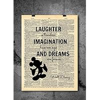 Imagination Laughter Quote Vintage Dictionary Art Print 8x10 inch Home Vintage Art Abstract Prints Wall Art for Home Decor Wall Decorations For Living Room Bedroom Office Ready-to-Frame