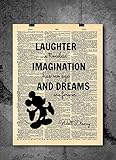 Imagination Laughter Quote Vintage Dictionary Art Print 8x10 inch Home Vintage Art Abstract Prints Wall Art for Home Decor Wall Decorations For Living Room Bedroom Office Ready-to-Frame