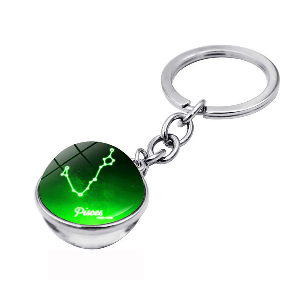 in acciaio INOX Nacola 2 portachiavi con ciondolo a forma di sfera di vetro  con 12 costellazioni Acquario Donna urban-earth.co.uk