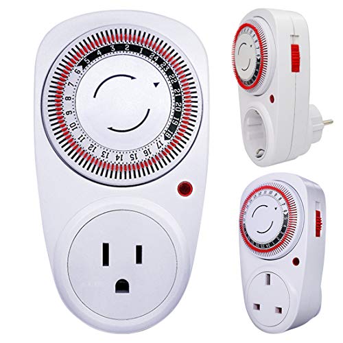 Sala-synth - 24 Hour Plug-in Programmable Mechanical Electrical Program Timer Power Switch 230V Energy Saver EU/US /UK Plug