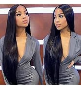 Taziza Frontal with Bundles Straight Brazilian Virgin Human Hair 3 Bundles and 13x4 Ear To Ear La...