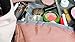 Large Makeup Bag - Travel Toiletry Organizer with Small Pouch and Clear PVC Brush Bag, Multi functional Polyester Cosmetic Storage Drawstring Bags for Women - Pink